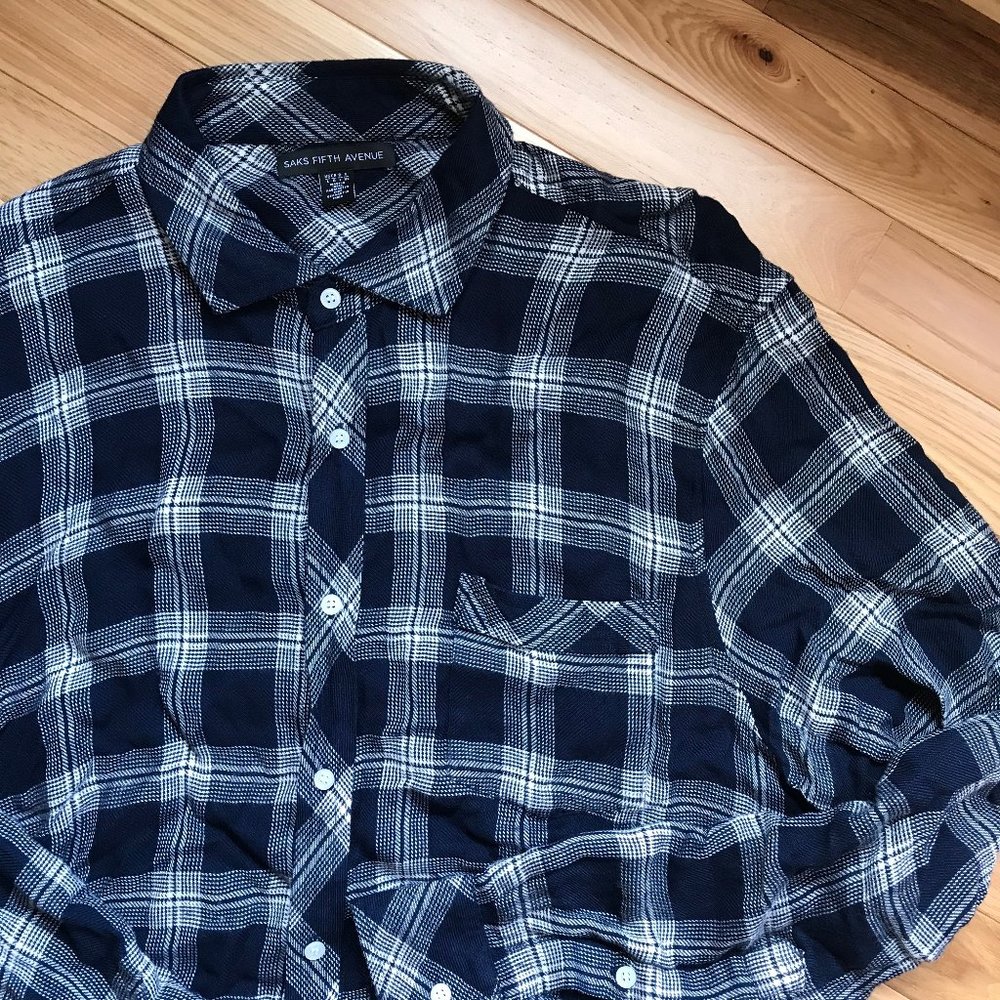 Saks Fifth Avenue Mens Plaid Shirt